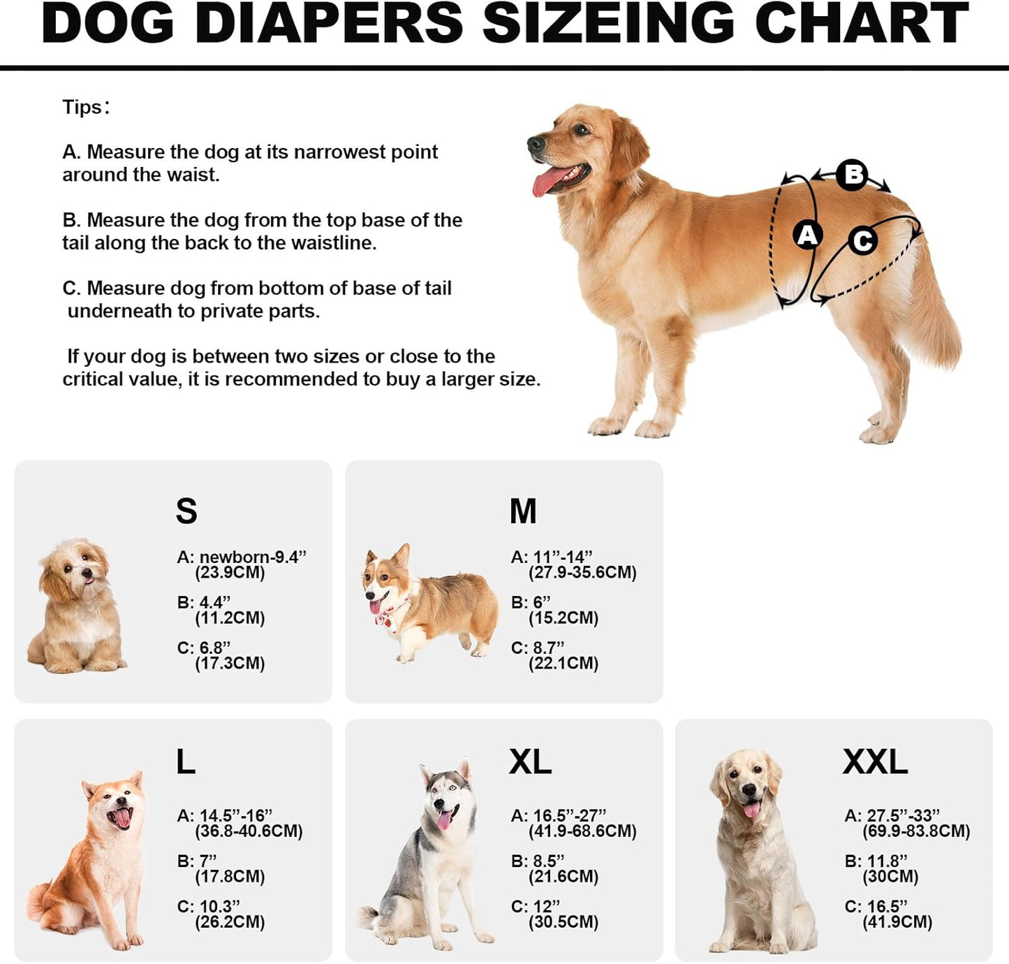 Reusable Dog Diapers Female Washable, Premium Doggie Diaper for Dogs, Pack of 3,