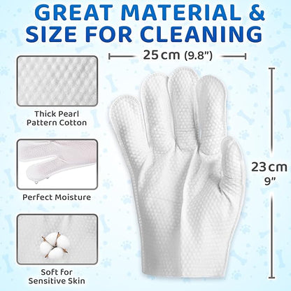 Pet Wipes for Dogs & Cats - 12 Gloves - Disposable Washing Mitt for Bath & Grooming - Clean Paws, Fur, Face, Ears, Rear & Body - Hypoallergenic, Lick-Safe, Waterless Cleaning   | FREE SHIPPING