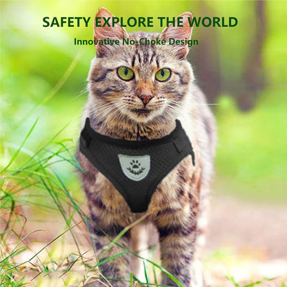 Soft Mesh No Pull Cat Harness and Lead Set for Walking, Escape Proof Kitten Vest Harnesses for Small Dogs/Cats/Animals Rabbit, Cool Cat Dog Collar with Leash   |  FREE SHIPPING