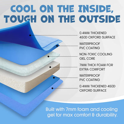 Dog Cooling Mat – Soft Thick Foam Supportive Gel Self Cooling Pad for Dogs & Cats in Summer. Durable Anti-Scratch 450 Micron Oxford Fabric (110cm x 70cm   | FREE SHIPPING