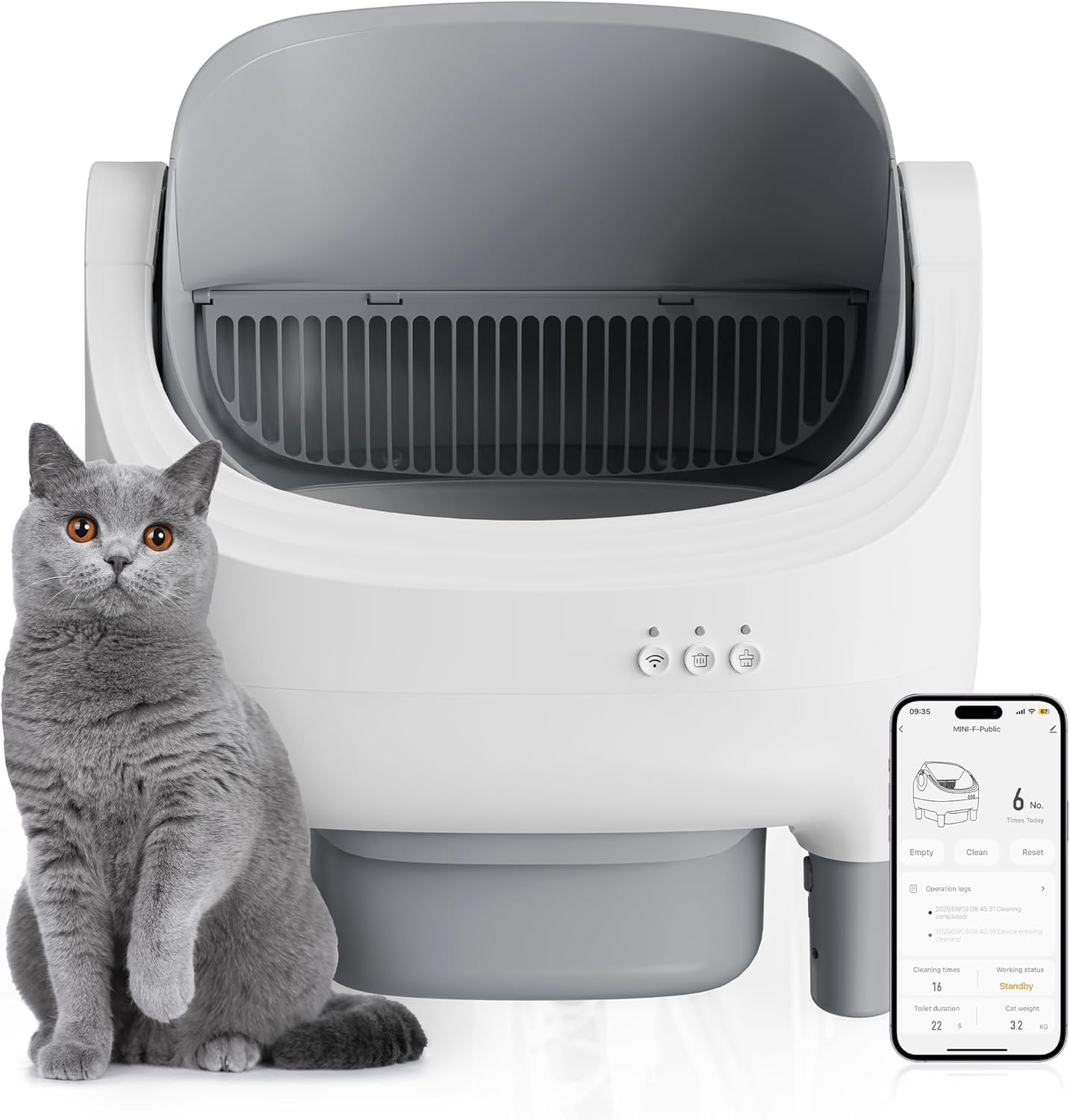Open-top automatic cat litter box