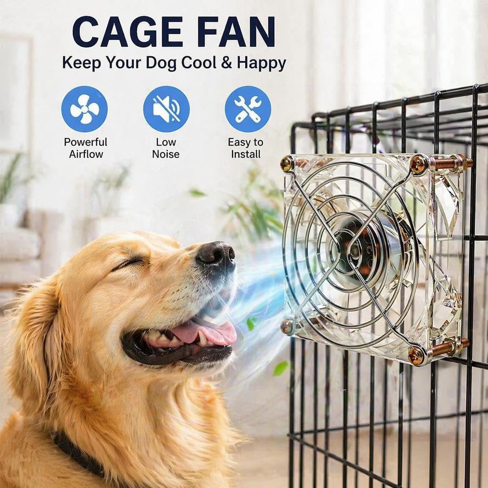 Pet Crate Fan for Cooling Dogs and Other Pets,Quiet Mini Portable Small Pets Cage Cooling Fan with USB Plug   | FREE SHIPPING