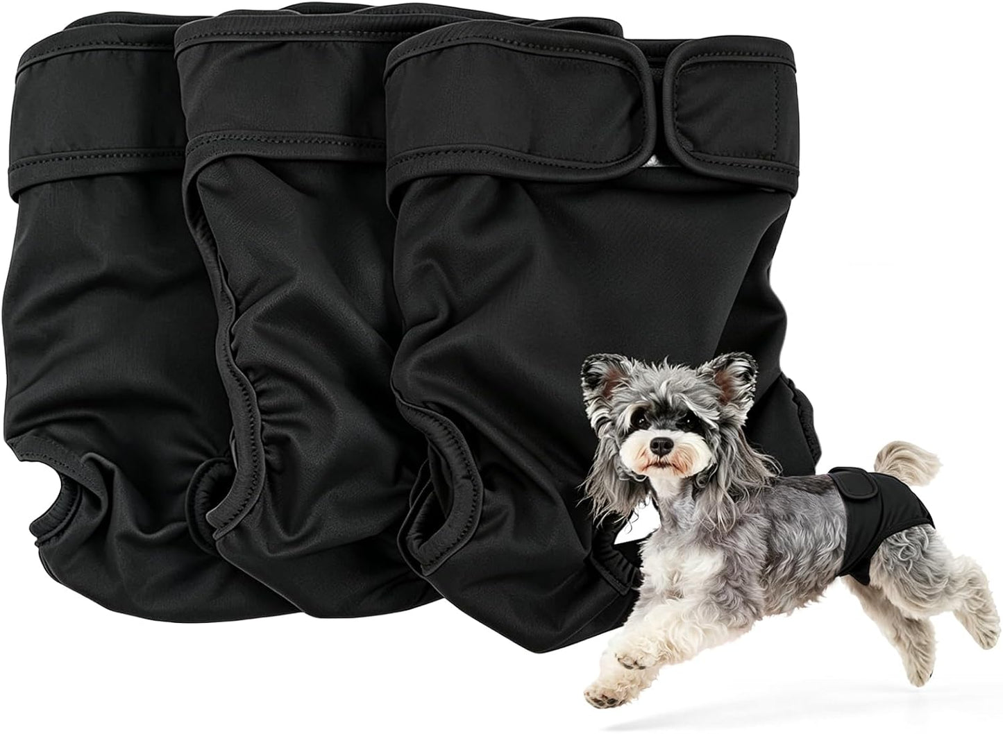3-Pack Reusable Dog Nappies, Washable Female Pants for Dogs,