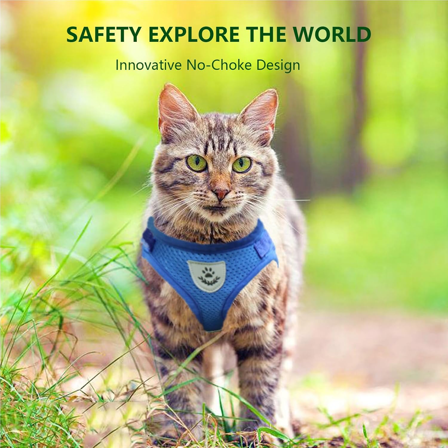 soft mesh no pull cat harness lead set escape proof kitten vest blue medium UK Happy Furry