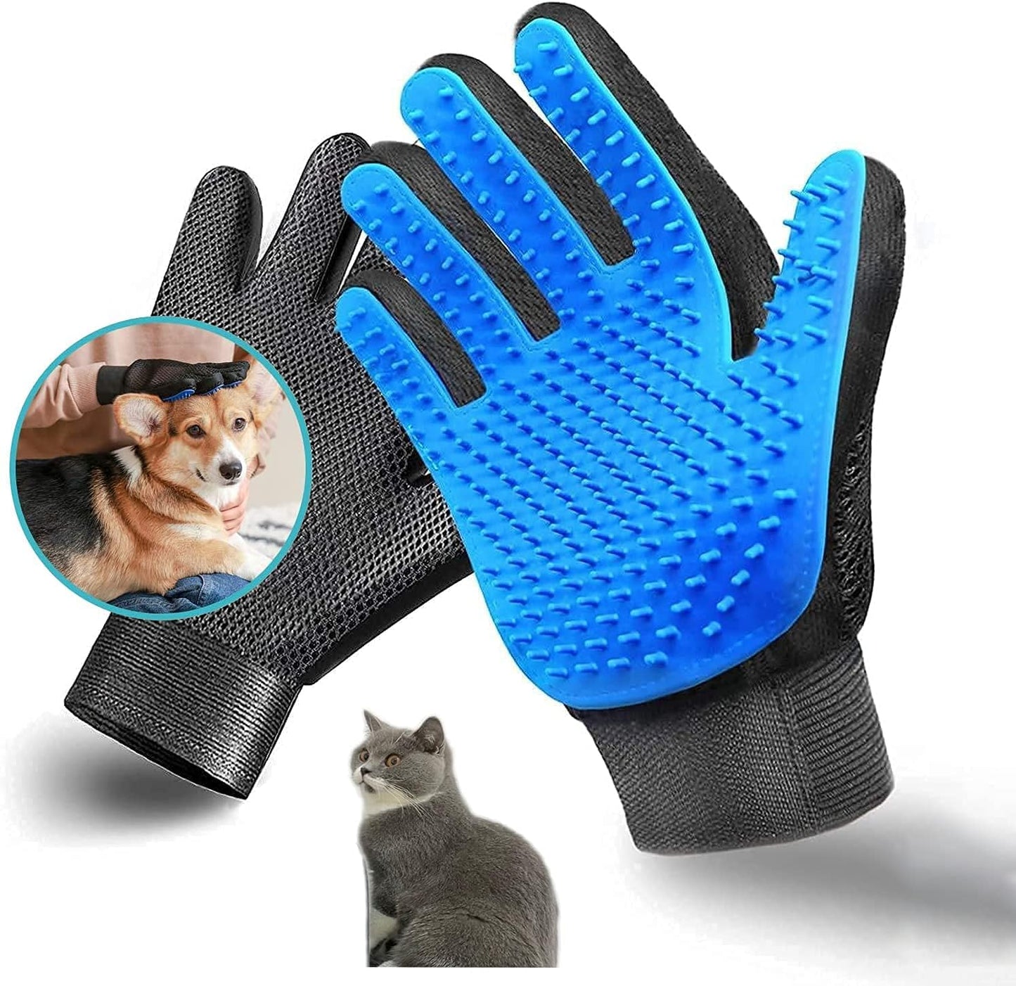 pet grooming glove 2 pack 259 pins deshedding mitt dogs cats rabbits horses long short fur UK Happy Furry