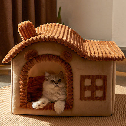 winter warm villa enclosed cat litter house UK Happy Furry