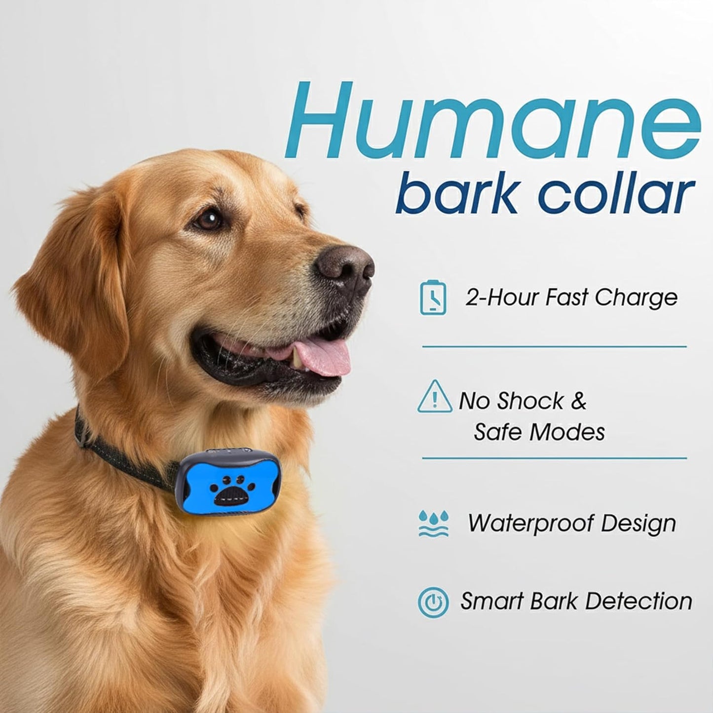 rechargeable anti bark collar dogs no shock 7 levels 3 modes waterproof small large UK Happy Furry