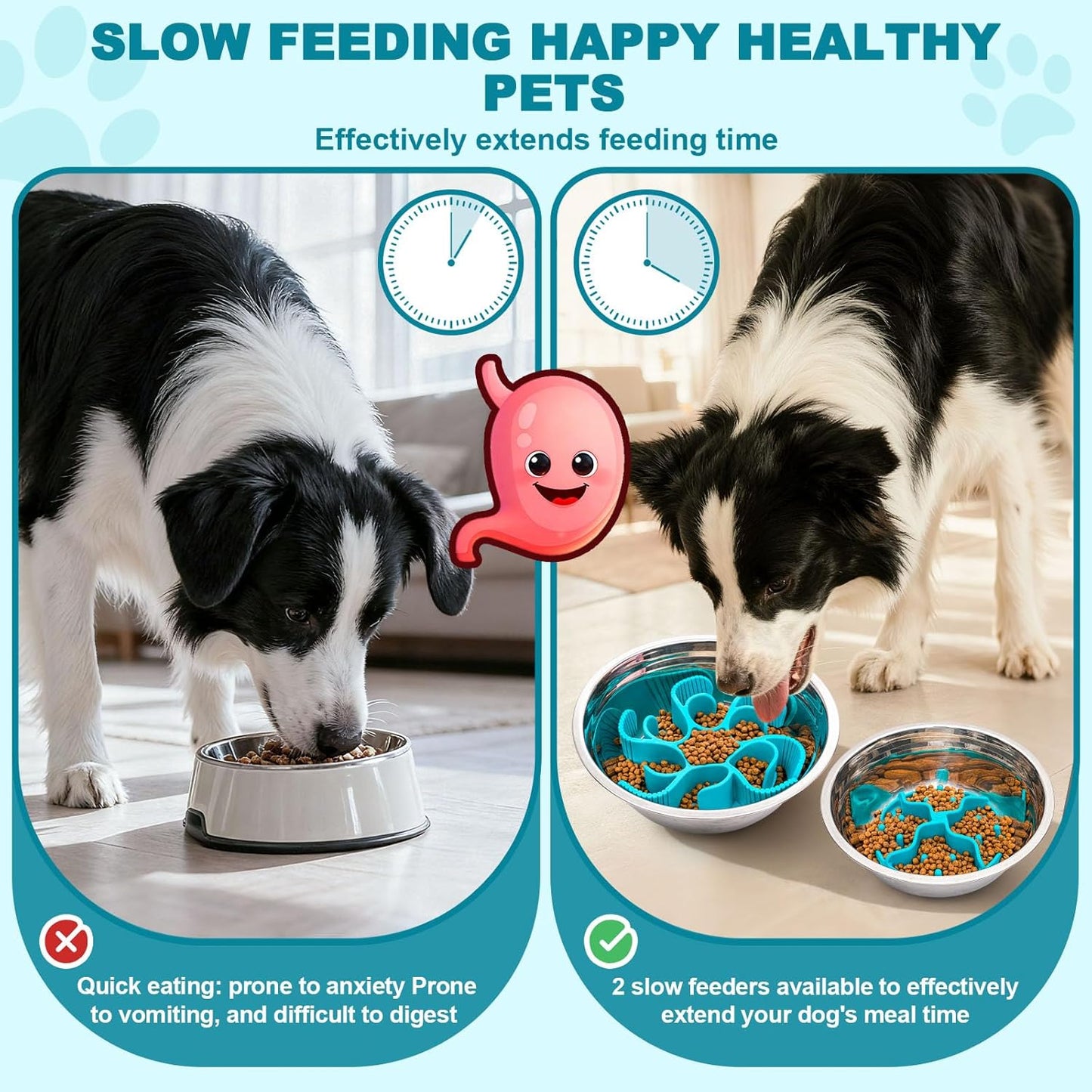 2PCS Slow Feeder Insert for Dog Bowl, Silicone Slow Feeder with Strong Suction, Fits Flat-Bottom Basic Bowls 4.7"-7", for Wet & Dry Food   | FREE SHIPPING