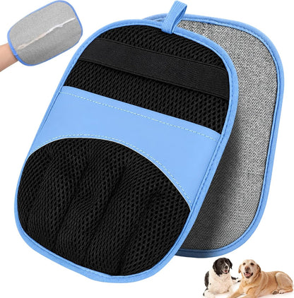 Pet Hair Removal Glove, Electrostatic Cat Hair Remover for Furniture and Clothing, Practical Brush Pet Hair Tool, Stylish Pet Hair Glove with Blue Decor Trim