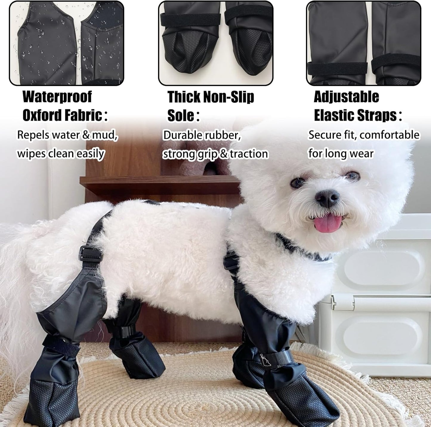 Waterproof Dog Boots,Dog Paw Protector for Small Medium Dogs,Adjustable Boots Pet Shoes for Outdoor Walking Soft Shoes Pets Paws Protector for Injured Paw Stop Licking Outdoor Walking (S)   |FREE SHIPPING