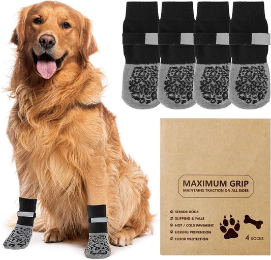 anti slip dog socks paws stop licking 2 pairs adjustable strap UK Happy Furry