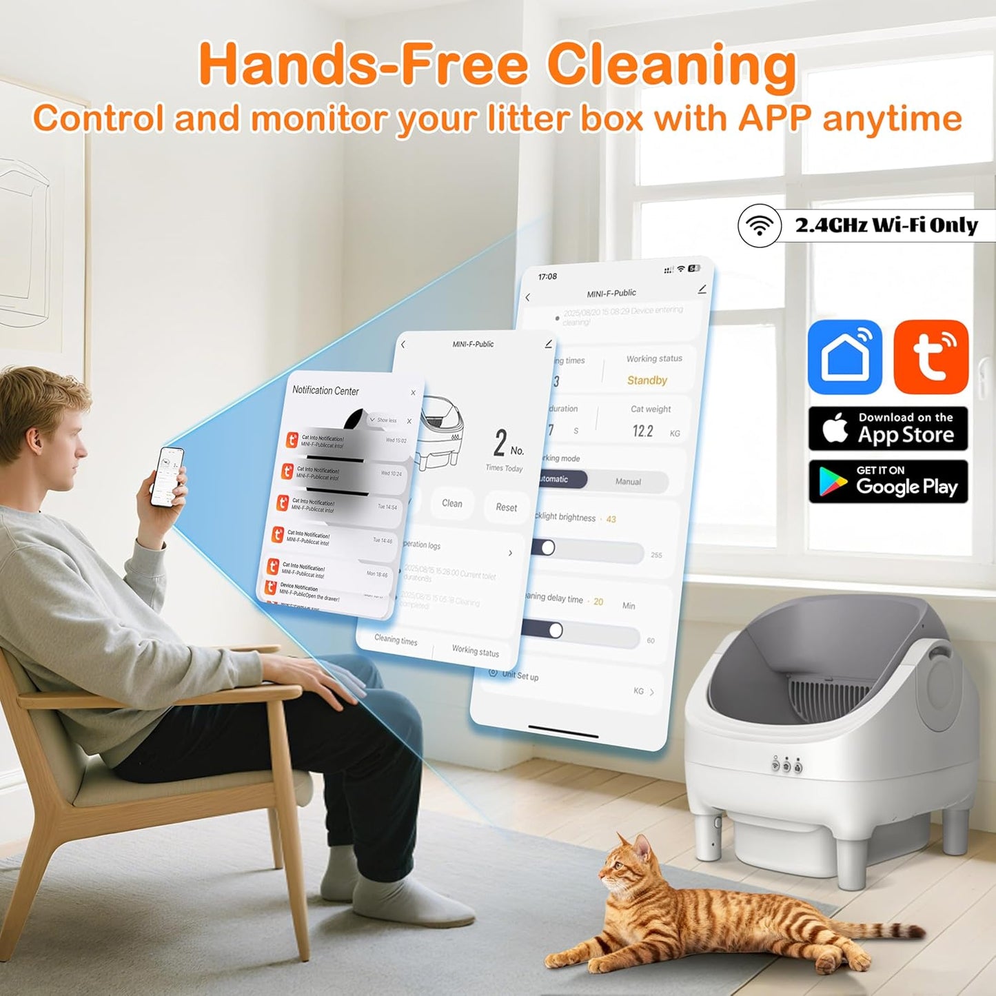 Open-top automatic cat litter box