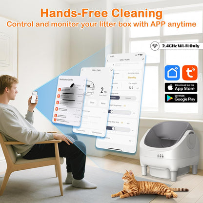 Open-top automatic cat litter box