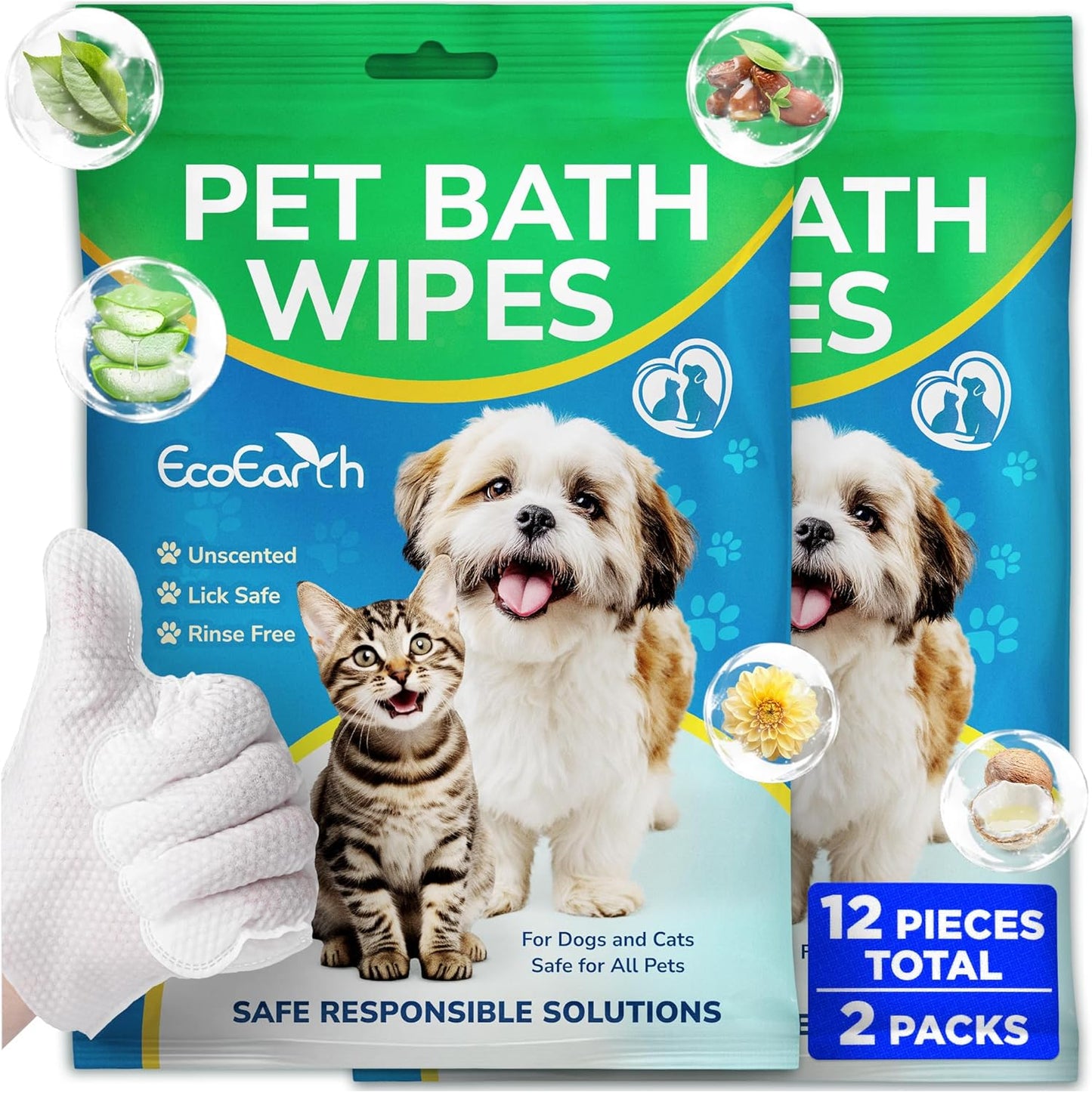 disposable pet washing mitt 12 pack hypoallergenic lick safe grooming dogs cats UK Happy Furry