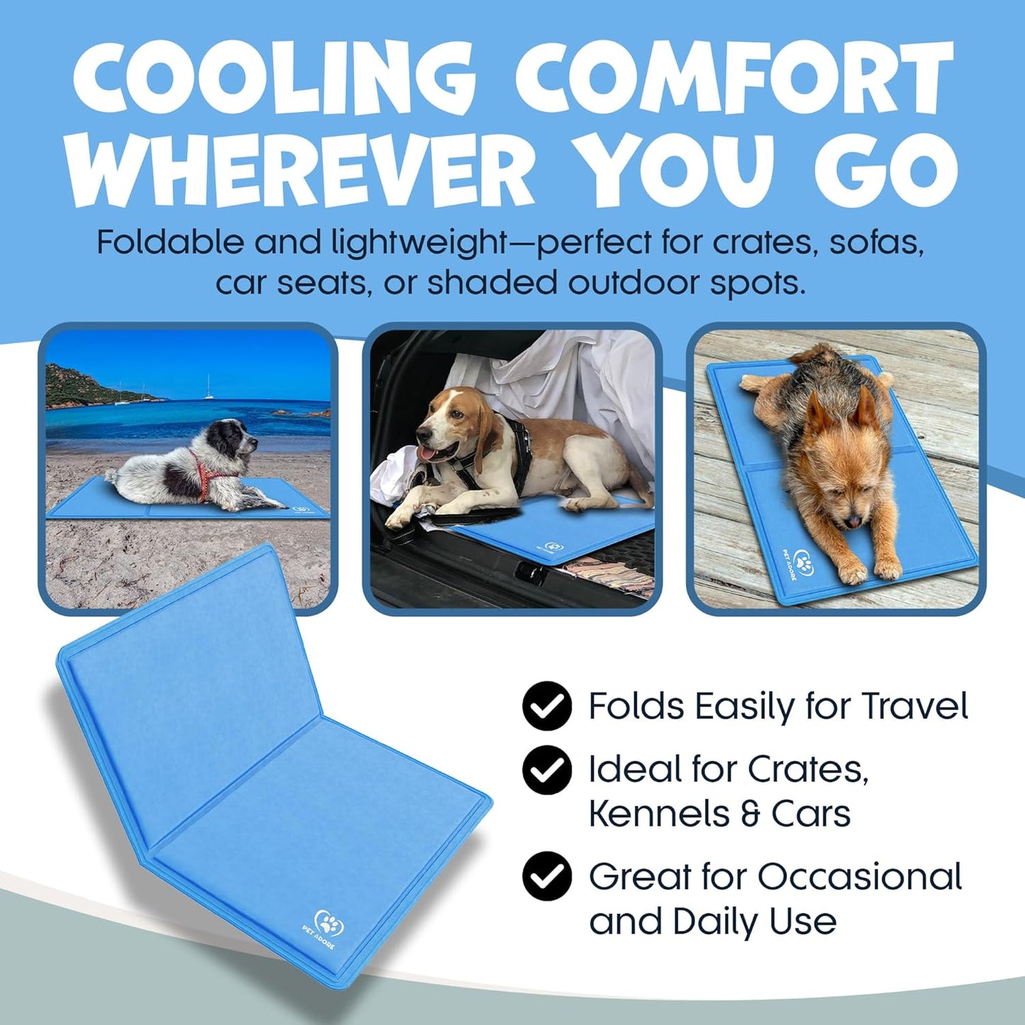 Dog Cooling Mat – Soft Thick Foam Supportive Gel Self Cooling Pad for Dogs & Cats in Summer. Durable Anti-Scratch 450 Micron Oxford Fabric (110cm x 70cm   | FREE SHIPPING