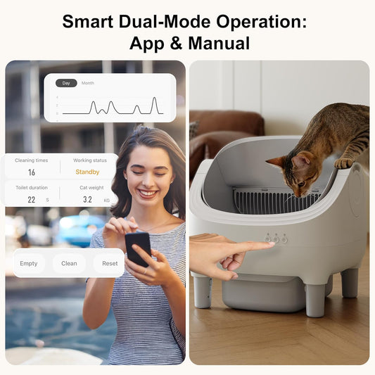 open top automatic self cleaning cat litter box toilet UK Happy Furry