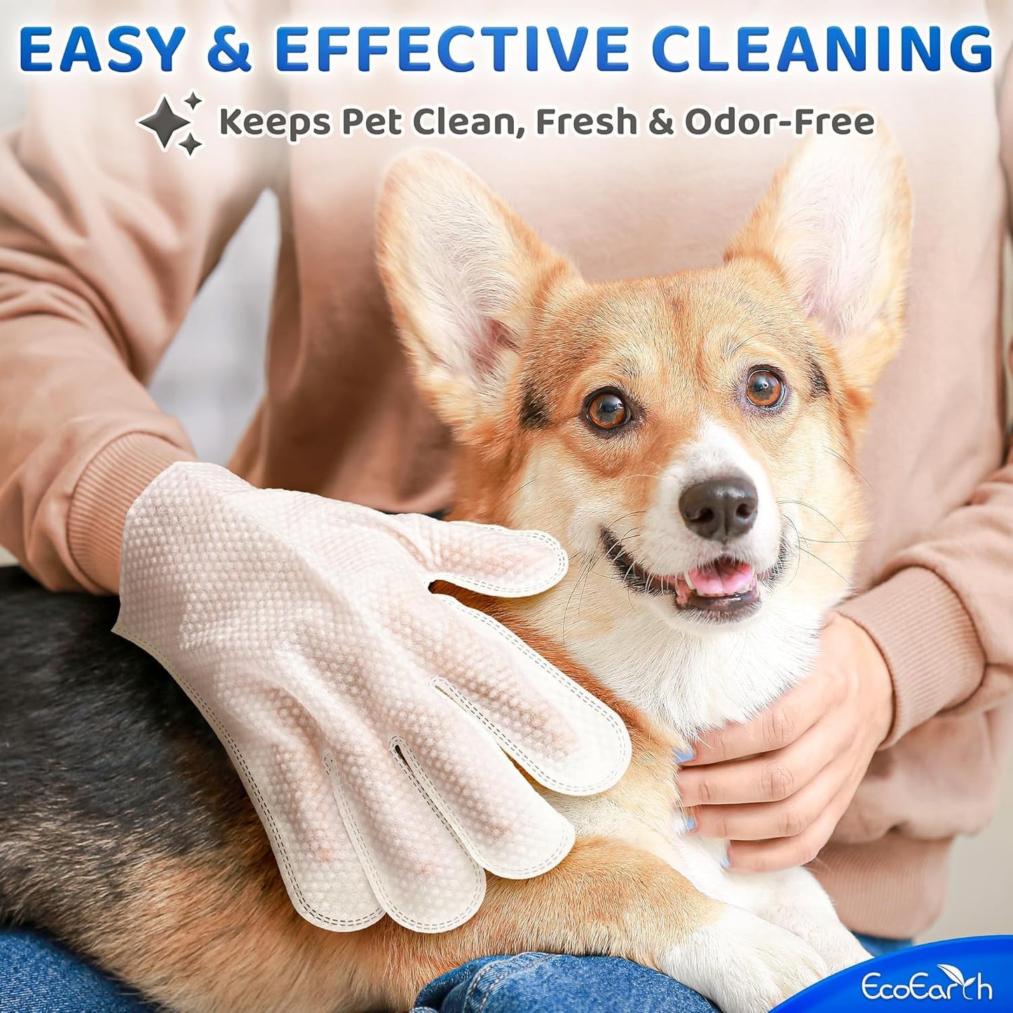 Pet Wipes for Dogs & Cats - 12 Gloves - Disposable Washing Mitt for Bath & Grooming - Clean Paws, Fur, Face, Ears, Rear & Body - Hypoallergenic, Lick-Safe, Waterless Cleaning   | FREE SHIPPING