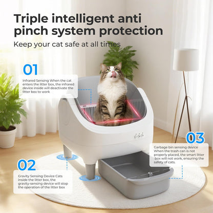 Open-top automatic cat litter box