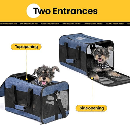 airline approved soft cat dog carrier bag safety leash 7KG collapsible travel UK Happy Furry