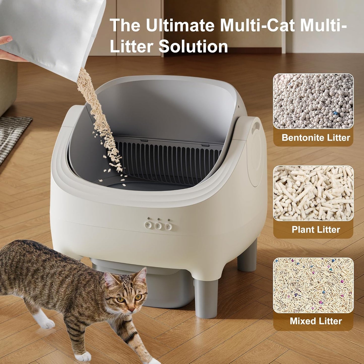 Open-top automatic cat litter box