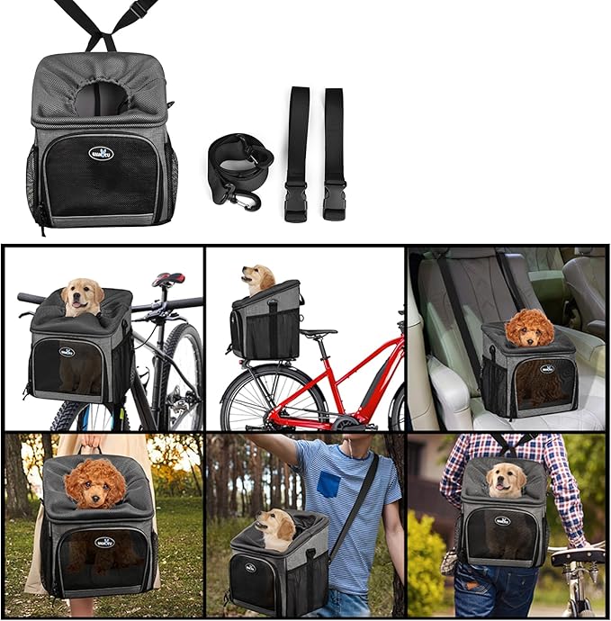 Pet Bicycle Carrier Backpack Dog Bike Basket Carrier Foldable Removable Max Bearing Weight: 2.0KG
