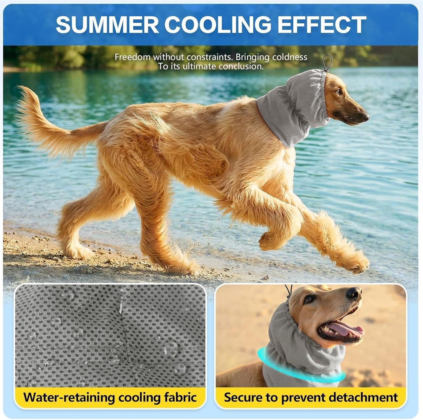 Dog Cooling Bandana, Dog Cooling Snood Breathable Pet Coolings Collar Elastic Pet Scarf For Summer Hot Weather Comfortable Headwear For Beach Sleep Travel Camping Walking,S/M/L   | FREE SHIPPING