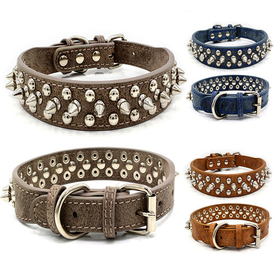 rivet studded pet collar adjustable dog cat UK Happy Furry