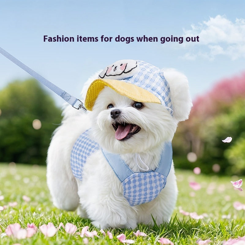 pet dog cat outdoor sunshade hat anti strangulation chest strap UK Happy Furry