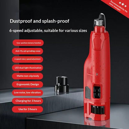 pet nail grinder with light 6 speed dust proof quiet dog nail clipper UK Happy Furry