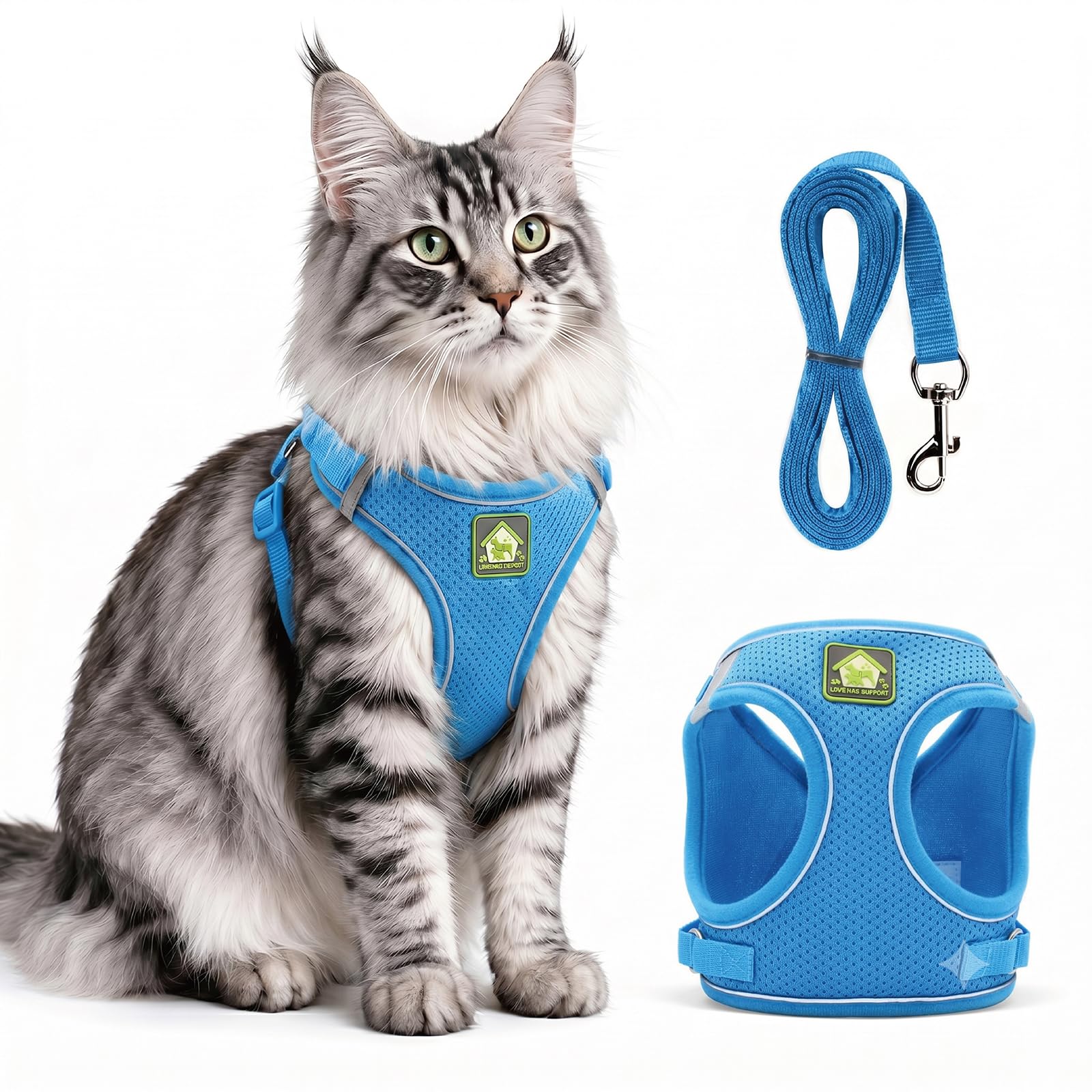 cat harness leash escape proof breathable reflective soft vest UK Happy Furry