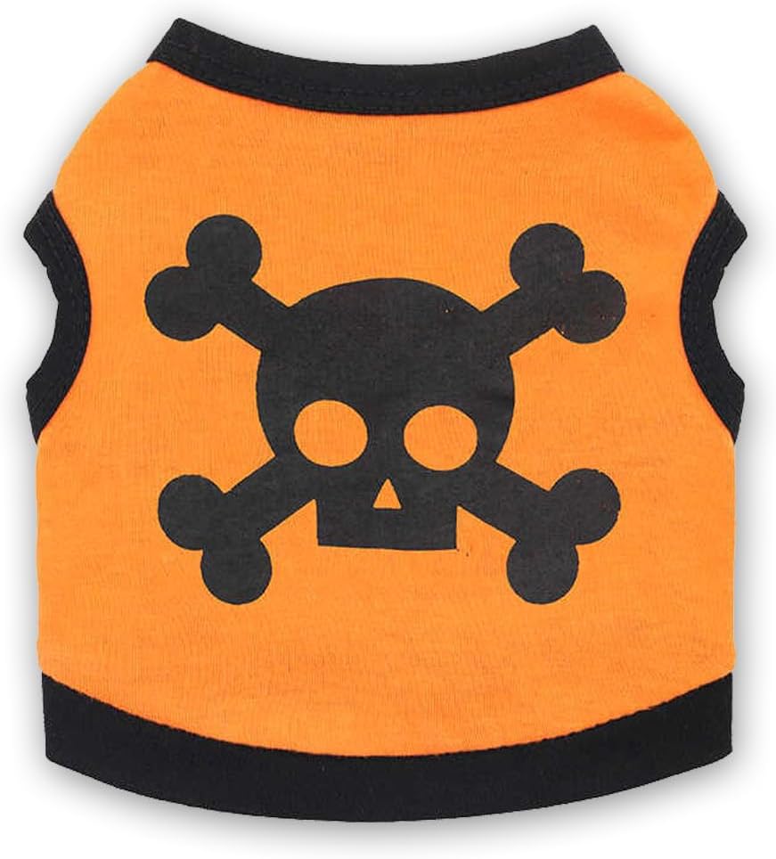 halloween skull bones dog vest cosplay tank top colour blocking UK Happy Furry