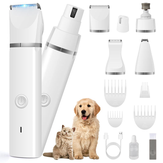 dog clippers grooming kit low noise rechargeable cordless quiet nail grinder cats UK Happy Furry
