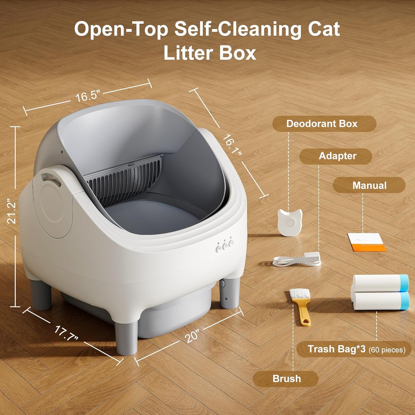 Open-top automatic cat litter box