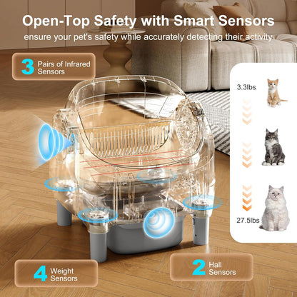 Open-top automatic cat litter box