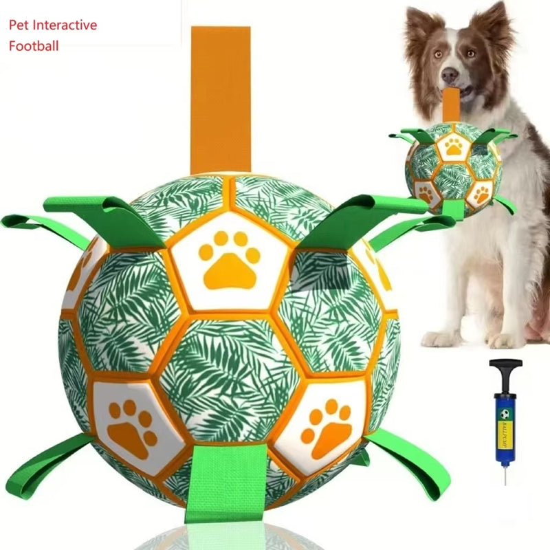 interactive pet football toy grab tabs dog bite chew ball puppy outdoor training UK Happy Furry
