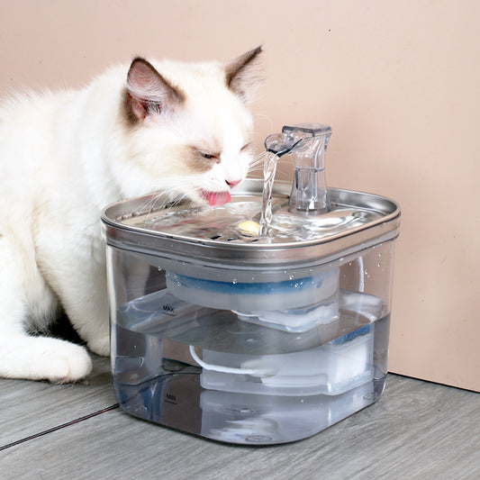 Pet Cat Dog Stainless Steel Automatic Circulation Water Dispenser Intelligent Fountain – Stainless steel intelligent automatic circulation water fountain for pets
