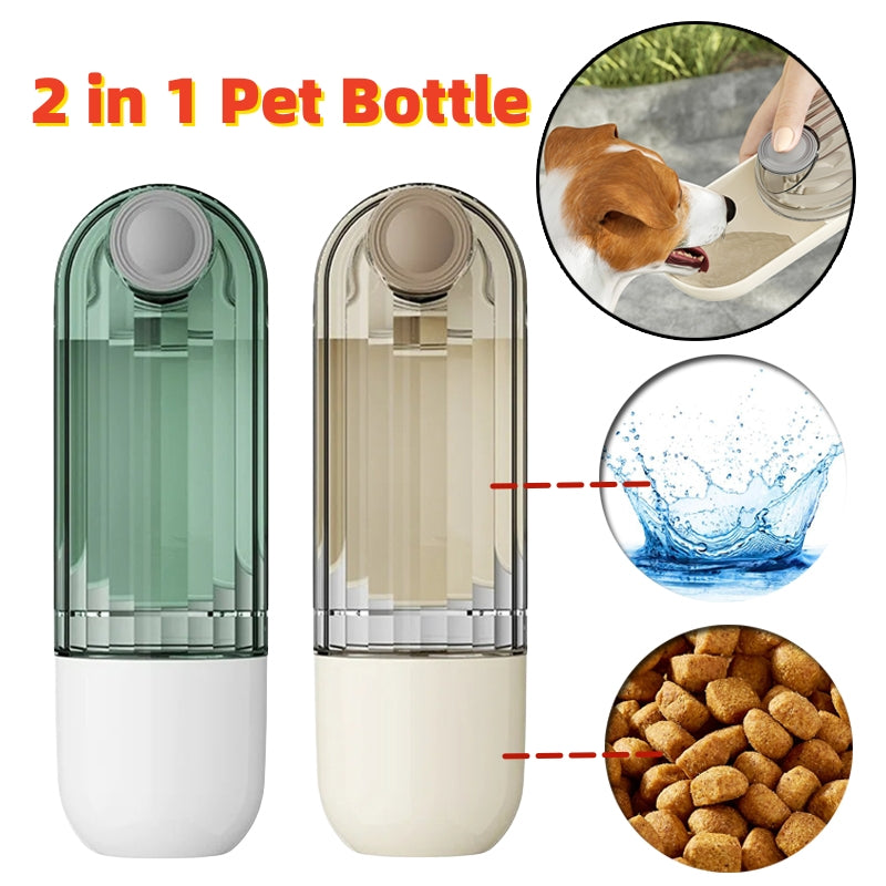 2 in 1 portable dog walking water cup feeder green UK Happy Furry