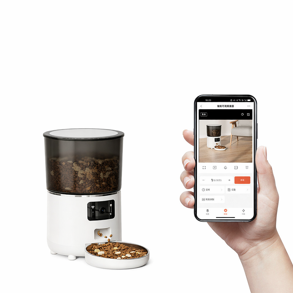 automatic pet feeder camera WiFi video cat dog food dispenser UK Happy Furry
