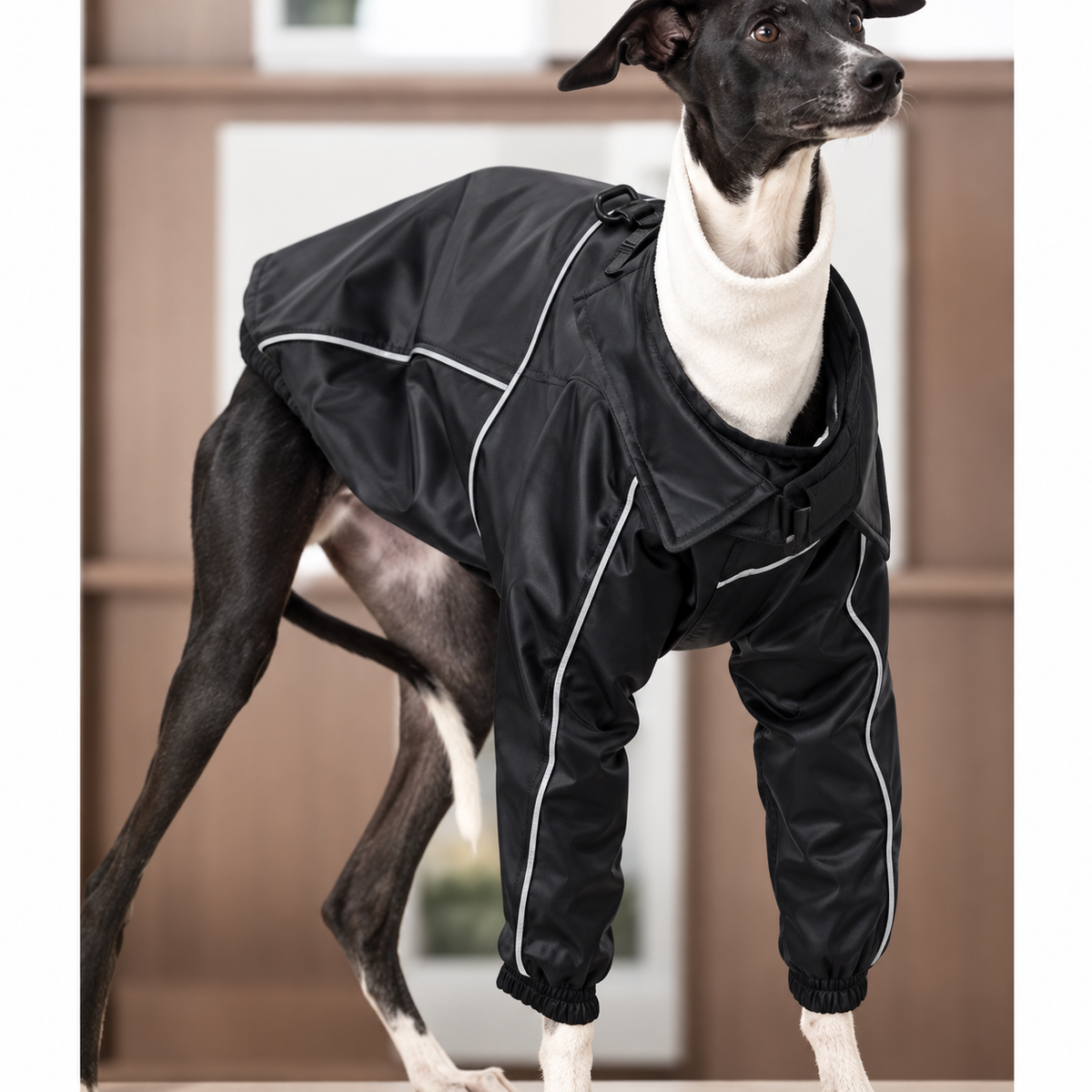 premium windproof waterproof leather jacket italian greyhound whippet winter UK Happy Furry