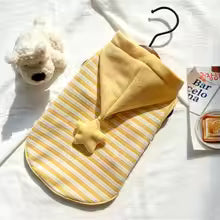 premium yellow striped pet hoodie sweatshirt teddy bichon warm winter UK Happy Furry