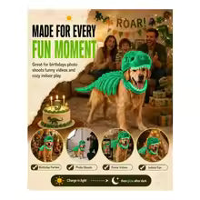 Halloween Outfit For Dog Pet-Dinosaur Framework Costume, Soft Plush T-Rex 3D Dinosaur Bone Hood Clothes