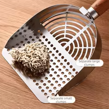 Stainless Steel Cat Litter Scoop Deep Shovel Sturdy Mesh Pet Waste Shovel Long Handle Comfortable Grip Cat Poop Sifting Tool