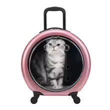 New Transparent PC Pet Trolley Case Reinforced Portable Cat Carrier Rolling Travel Bag Dog Airline Approved Crate