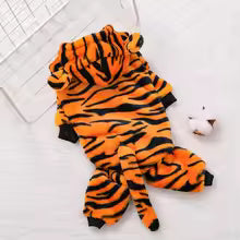 Warm Fleece Lined Hooded Dog Jacket Cute Cartoon Tiger Design for Teddy Bichon Pet Cats And Dogs Clothing Casual Style