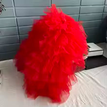 Luxury Red Handmade Dog Wedding Dress British Aristocratic Style Tiered Skirt European Palace Style Pet Gown with Trimmings