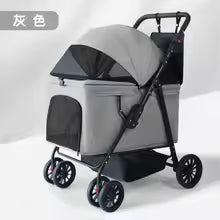 New Lightweight Foldable Pet Stroller One Foot Double Brake Trolley for Small Medium Dog Cat Outdoor Use