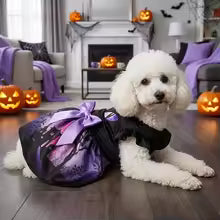 black cat halloween dog dress purple bow pet cosplay costume UK Happy Furry