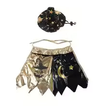 1 Set Halloween Pet Cat Witch Costume Black Cape Wizard Hat Moon Star Cloak for Small Medium Dogs Party Cosplay