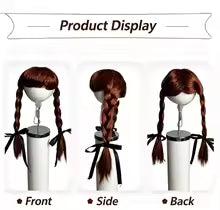 Cute Double Braided Pet Wig Hat Washable Cosplay Headwear Soft Decor Accessory For Small Dogs Cats Party Costume Props