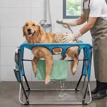 folding pet grooming hammock anti scratch multi hole dog grooming table UK Happy Furry